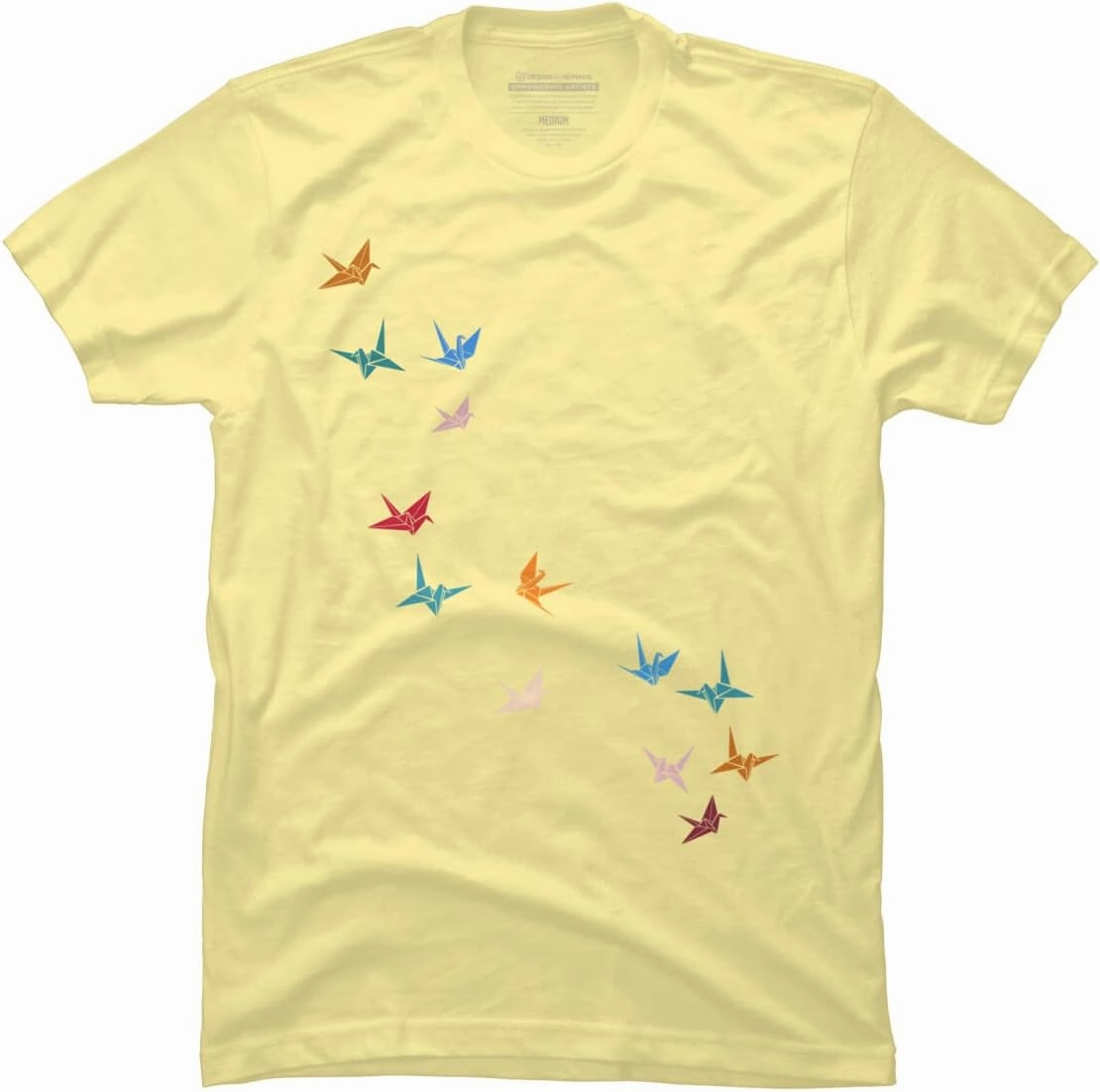 Design By Humans Men's Flying Paper Cranes Birds by Magnussons T-Shirt - -