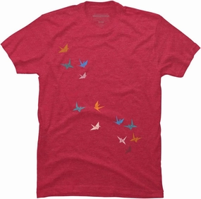 Design By Humans Men's Flying Paper Cranes Birds by Magnussons T-Shirt - -