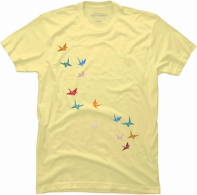 Design By Humans Men's Flying Paper Cranes Birds by Magnussons T-Shirt - -
