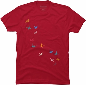 Design By Humans Men's Flying Paper Cranes Birds by Magnussons T-Shirt - -