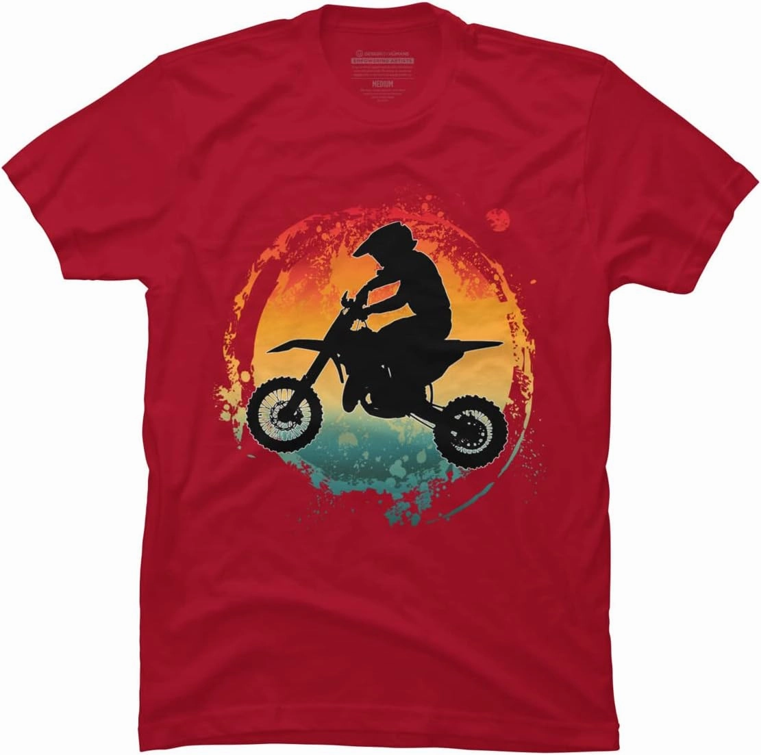 Design By Humans Men's Retro Motorcycle Rider Vintage by Punsalan T-Shirt - -