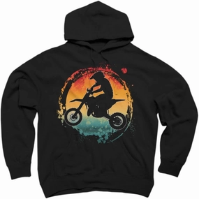 Design By Humans Unisex Retro Motorcycle Rider Vintage by Punsalan Pullover Hoodie - -