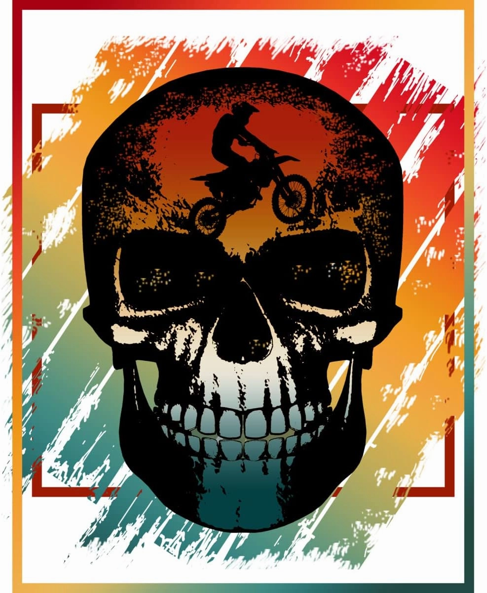 Design By Humans Unisex Skull Rider Vintage Skeleton by Punsalan Pullover Hoodie - -