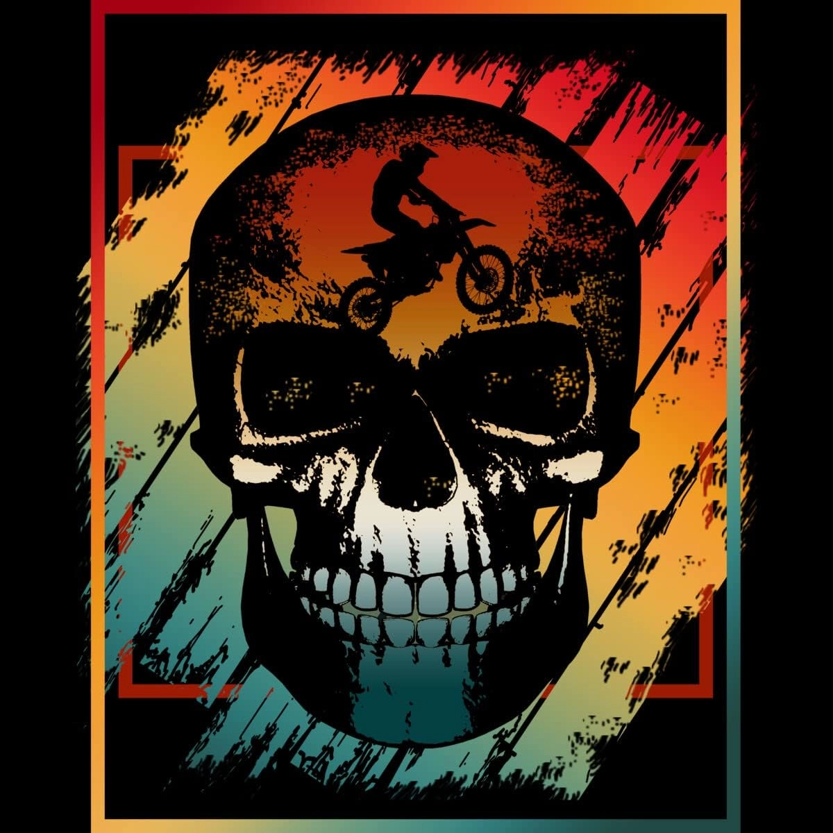 Design By Humans Unisex Skull Rider Vintage Skeleton by Punsalan Pullover Hoodie - -