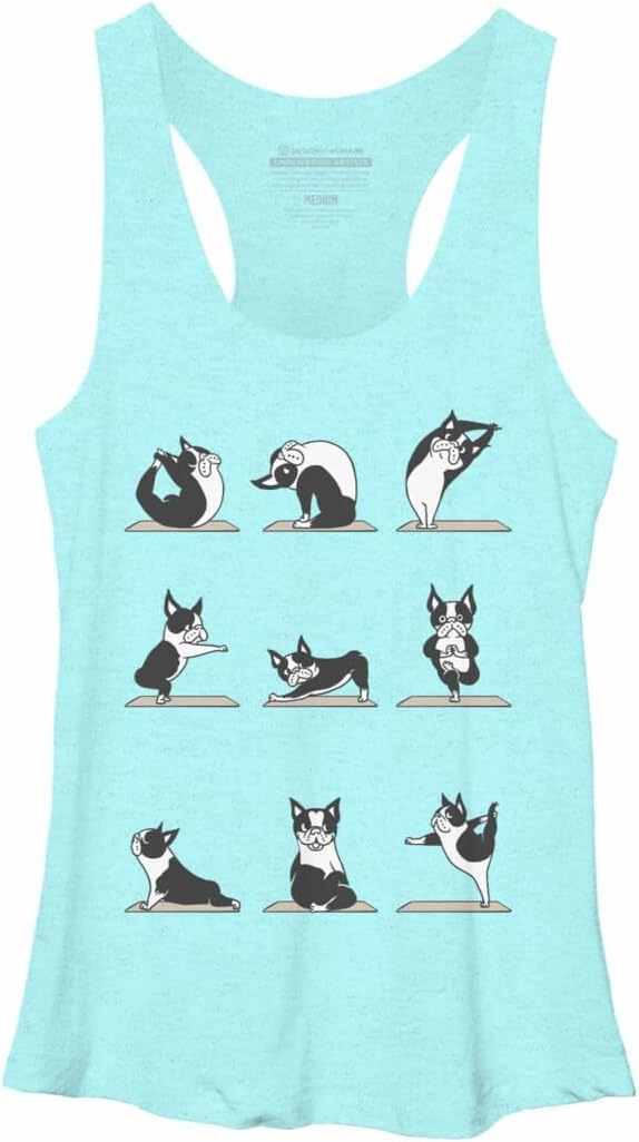 Design By Humans Women's Boston Terriers Yoga by huebucket Racerback Tank Top - -