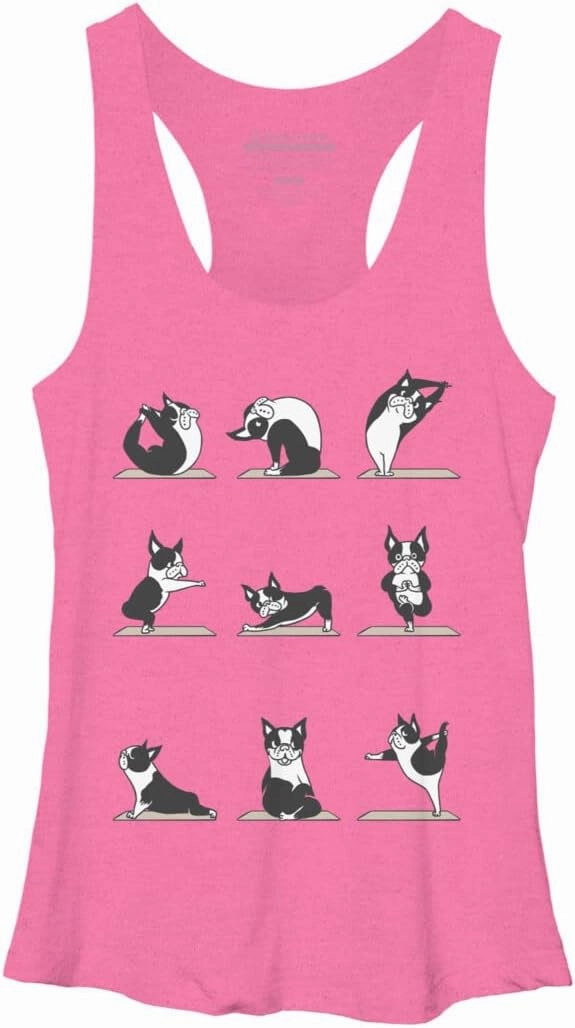 Design By Humans Women's Boston Terriers Yoga by huebucket Racerback Tank Top - -