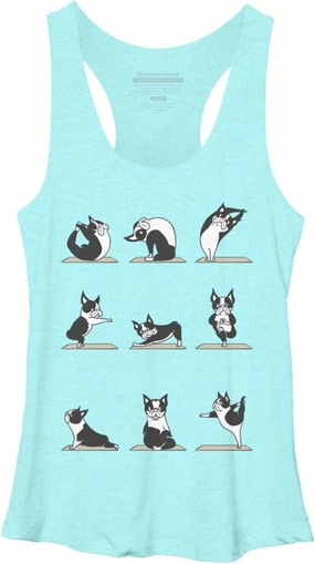 Design By Humans Women's Boston Terriers Yoga by huebucket Racerback Tank Top - -
