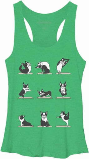 Design By Humans Women's Boston Terriers Yoga by huebucket Racerback Tank Top - -
