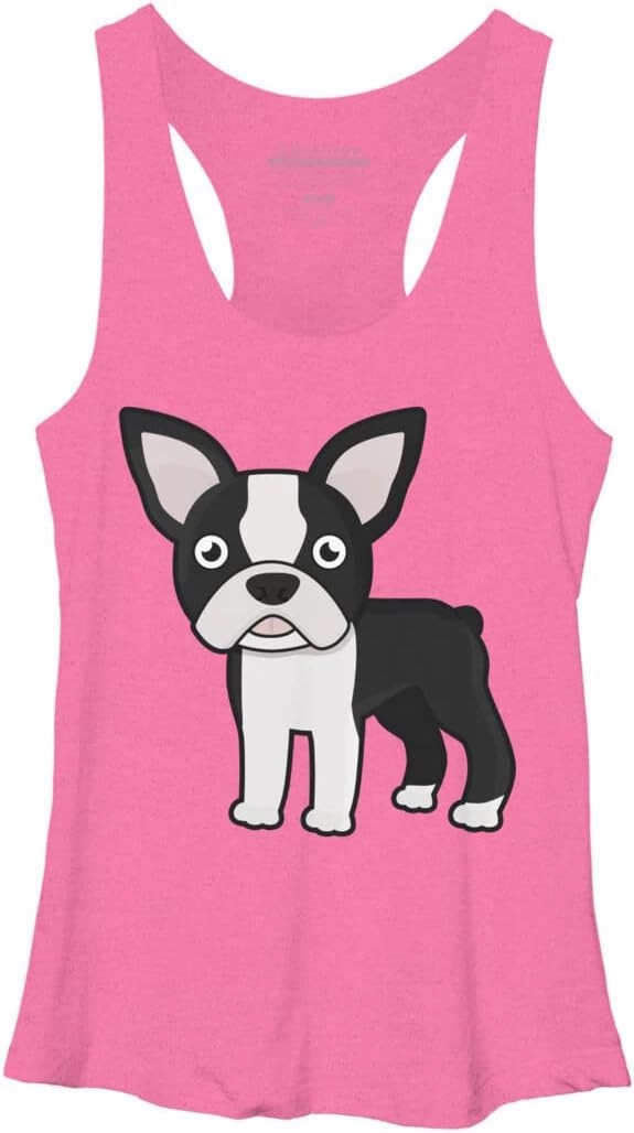 Design By Humans Women's Cute Boston Terrier by GuyP Racerback Tank Top - -