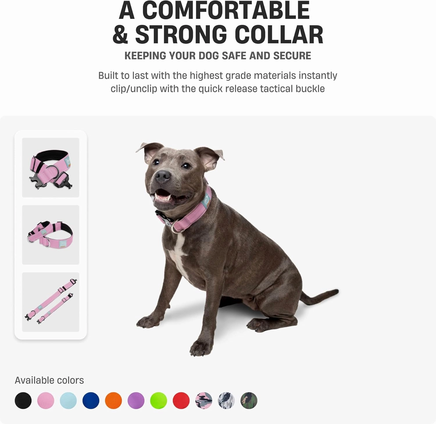 DF Co. Tactical Dog Collar | Comfortable & Secure with Quick Release Clip Buckle and Heavy Duty D-Ring | Soft Padded Neoprene, Chafe Resistant, Night-Time Visibility | Hi-Vis Orange, Size S