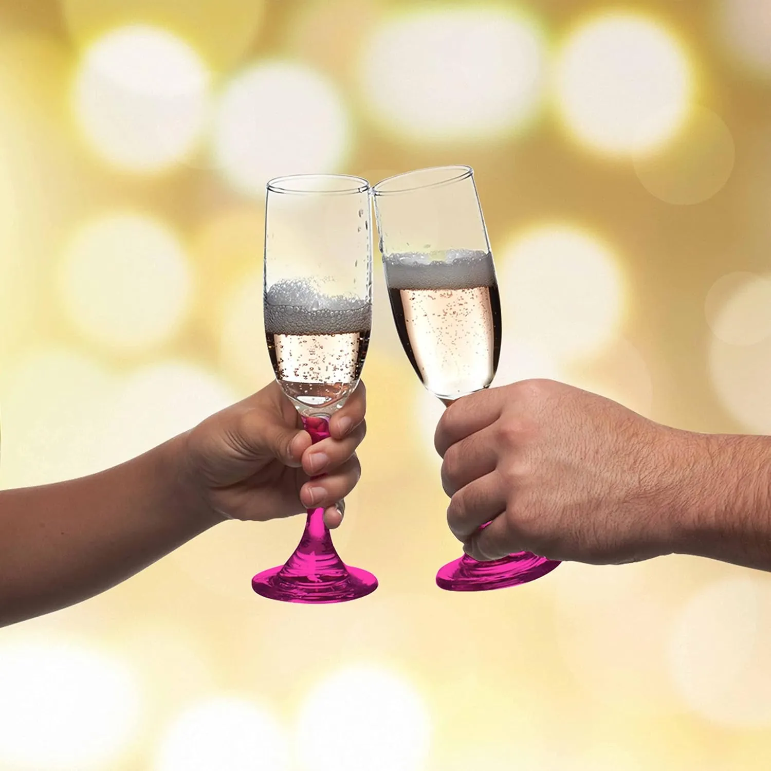 DISCOUNT PROMOS Premiere Champagne Flutes 6.25 oz. Set of 10, Bulk Pack - Elegant Drinkware for Weddings, Events, & Promotional Gifts - Pink