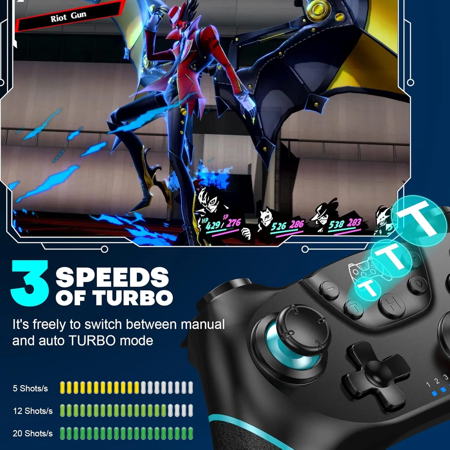 Diswoe Switch Controller, Wireless Pro Controller for Switch/Switch Lite/Switch OLED, Switch Remote Gamepad with Joystick, Adjustable Turbo Vibration with Programmable Function - Black