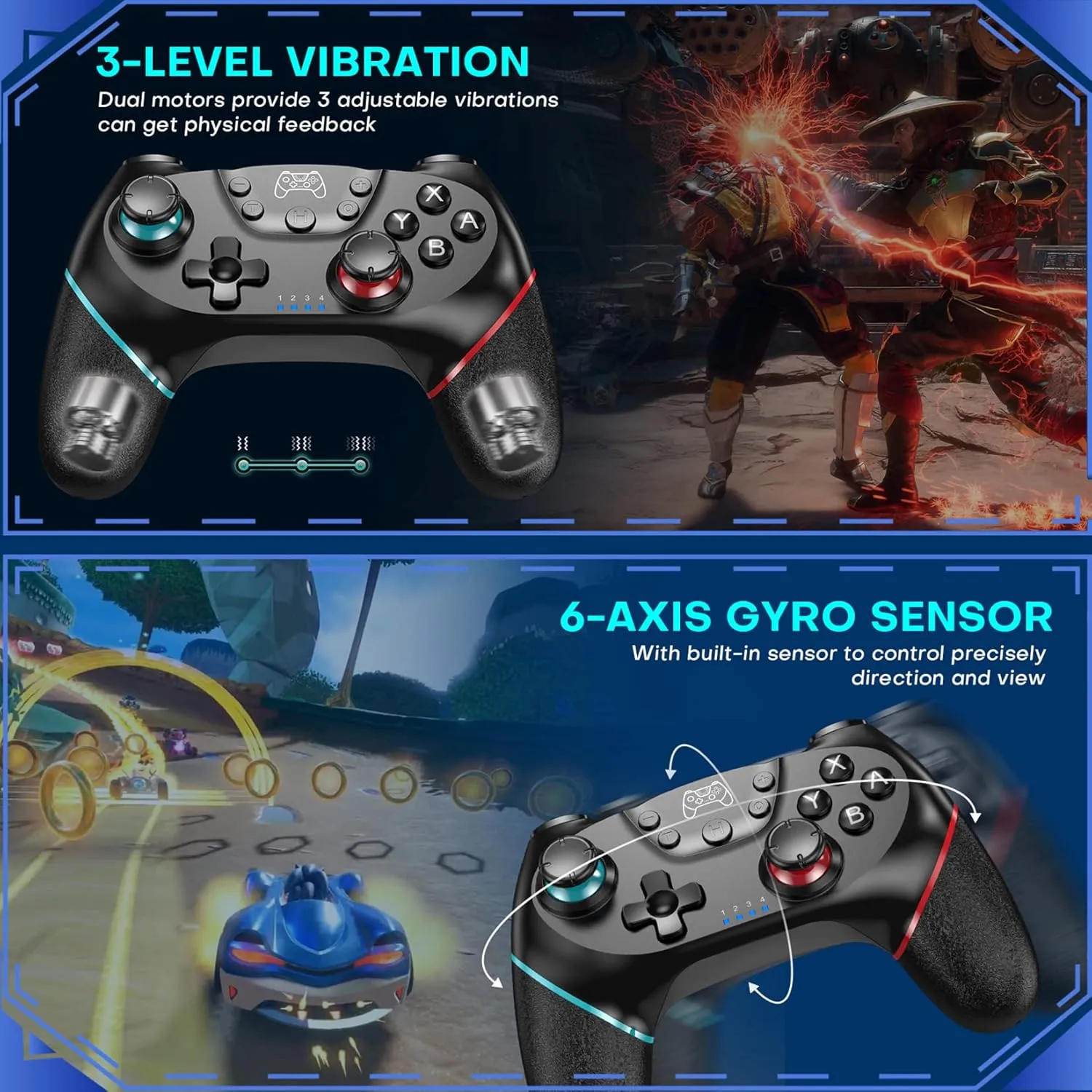 Diswoe Switch Controller, Wireless Pro Controller for Switch/Switch Lite/Switch OLED, Switch Remote Gamepad with Joystick, Adjustable Turbo Vibration with Programmable Function - Black