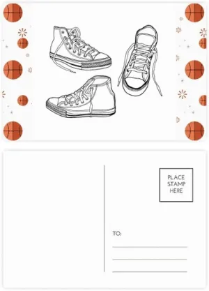 DIYthinker Hand Painted White Canvas Shoes Basketball Postcard Set Thanks Card Mailing Side 20pcs