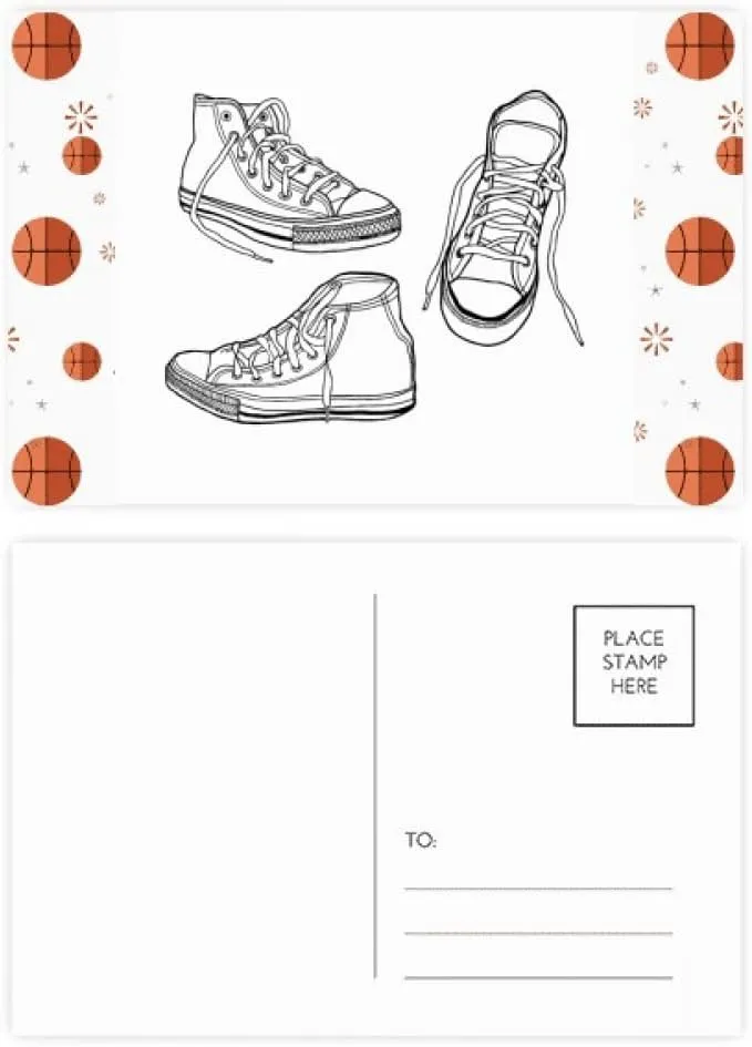 DIYthinker Hand Painted White Canvas Shoes Basketball Postcard Set Thanks Card Mailing Side 20pcs