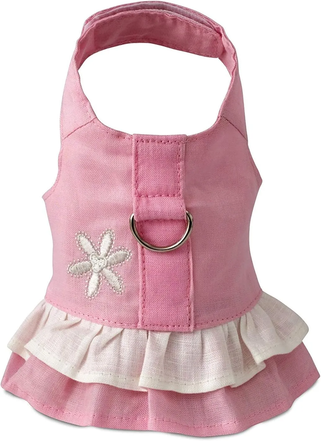 Doggles Hemp Dress Dog Harness with Flower, Pink, Small