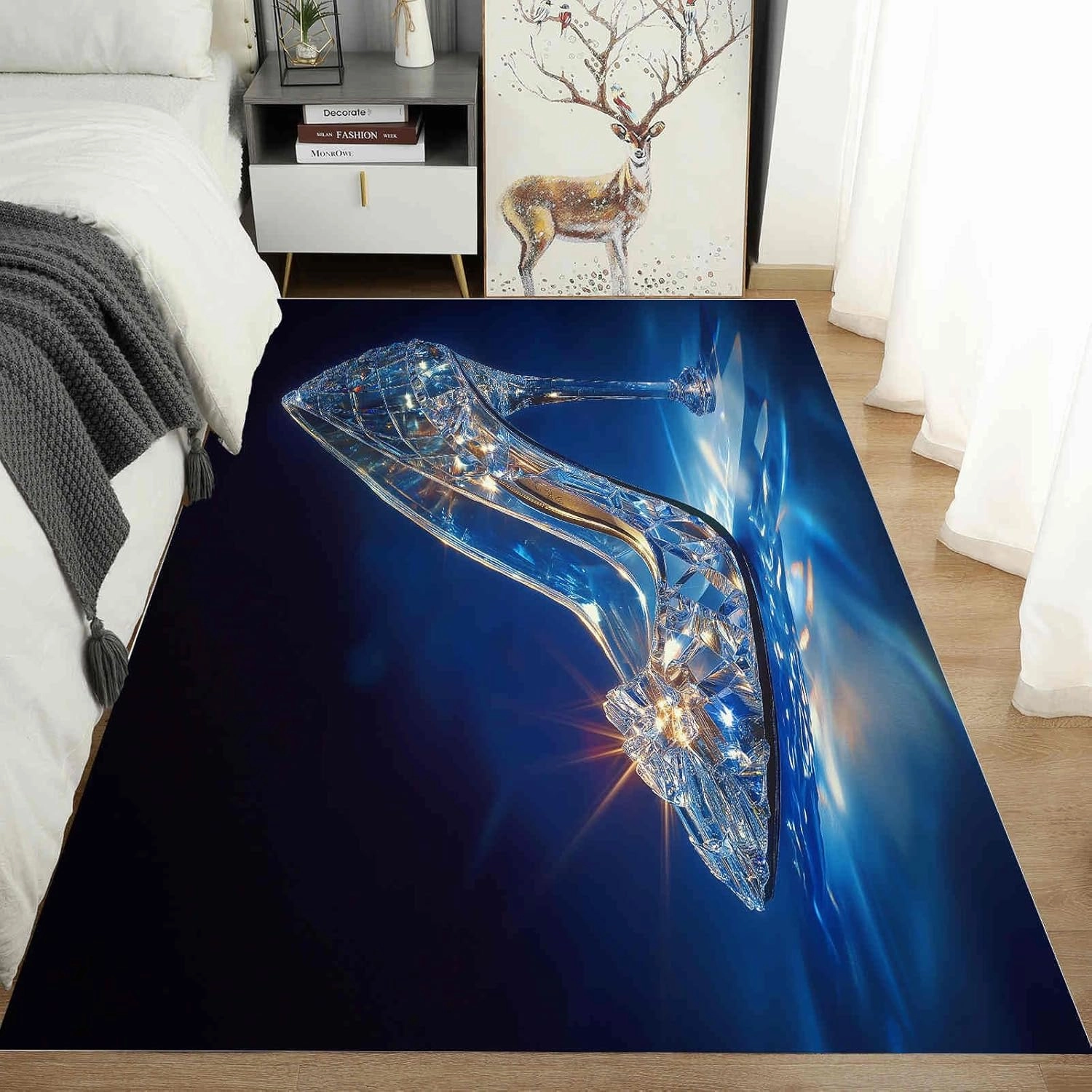 Dream Crystal Shoes Large Area Rug 6x9ft Fantasy High Heels Washable Area Rugs for Living Room Bedroom Rug Decorative Carpet, for Dining Room Dormitory Washable Rugs