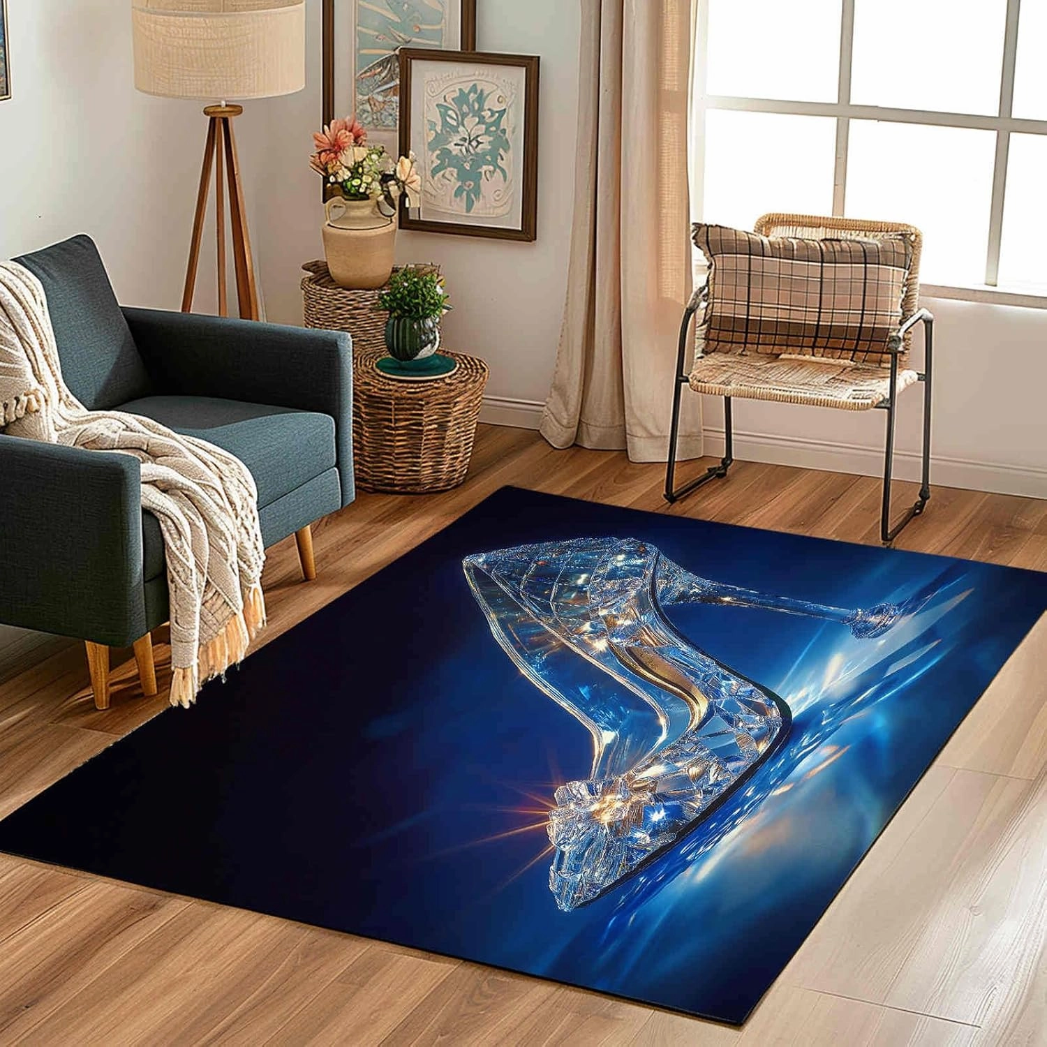 Dream Crystal Shoes Large Area Rug 6x9ft Fantasy High Heels Washable Area Rugs for Living Room Bedroom Rug Decorative Carpet, for Dining Room Dormitory Washable Rugs