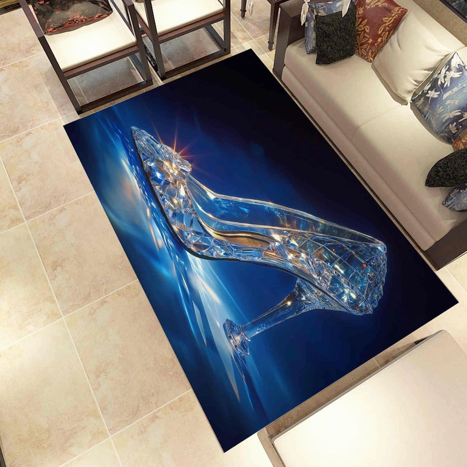 Dream Crystal Shoes Large Area Rug 6x9ft Fantasy High Heels Washable Area Rugs for Living Room Bedroom Rug Decorative Carpet, for Dining Room Dormitory Washable Rugs