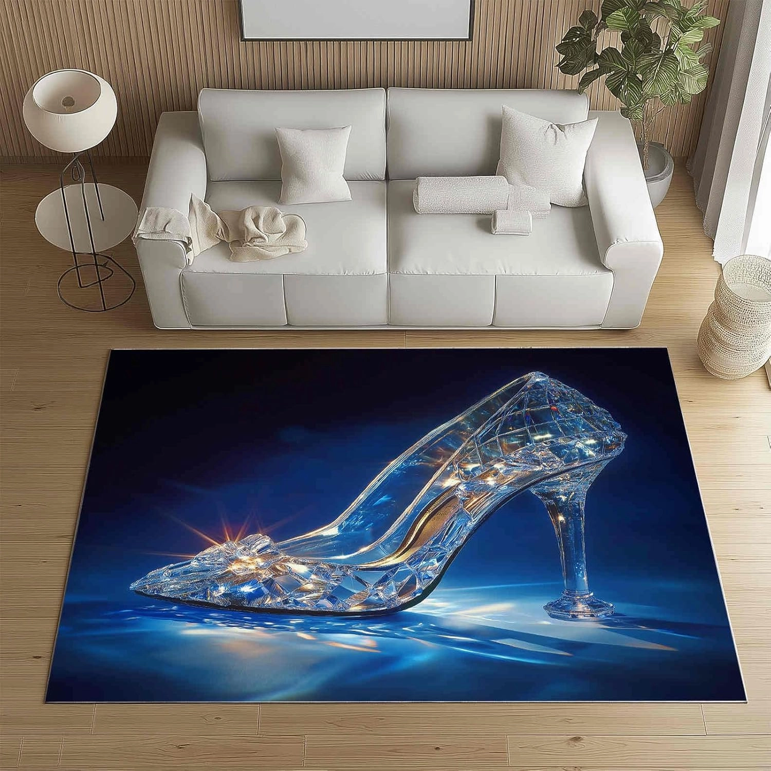 Dream Crystal Shoes Large Area Rug 6x9ft Fantasy High Heels Washable Area Rugs for Living Room Bedroom Rug Decorative Carpet, for Dining Room Dormitory Washable Rugs
