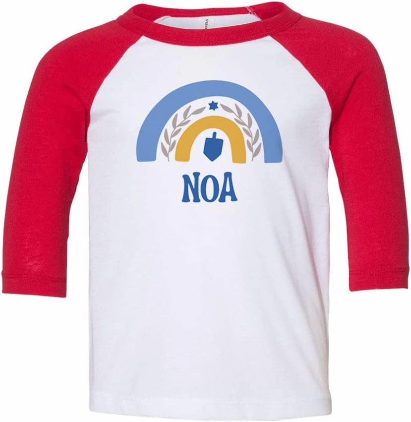Dreidel Noa Kids Three-Quarter Raglan Sleeve Baseball Shirt Toddler