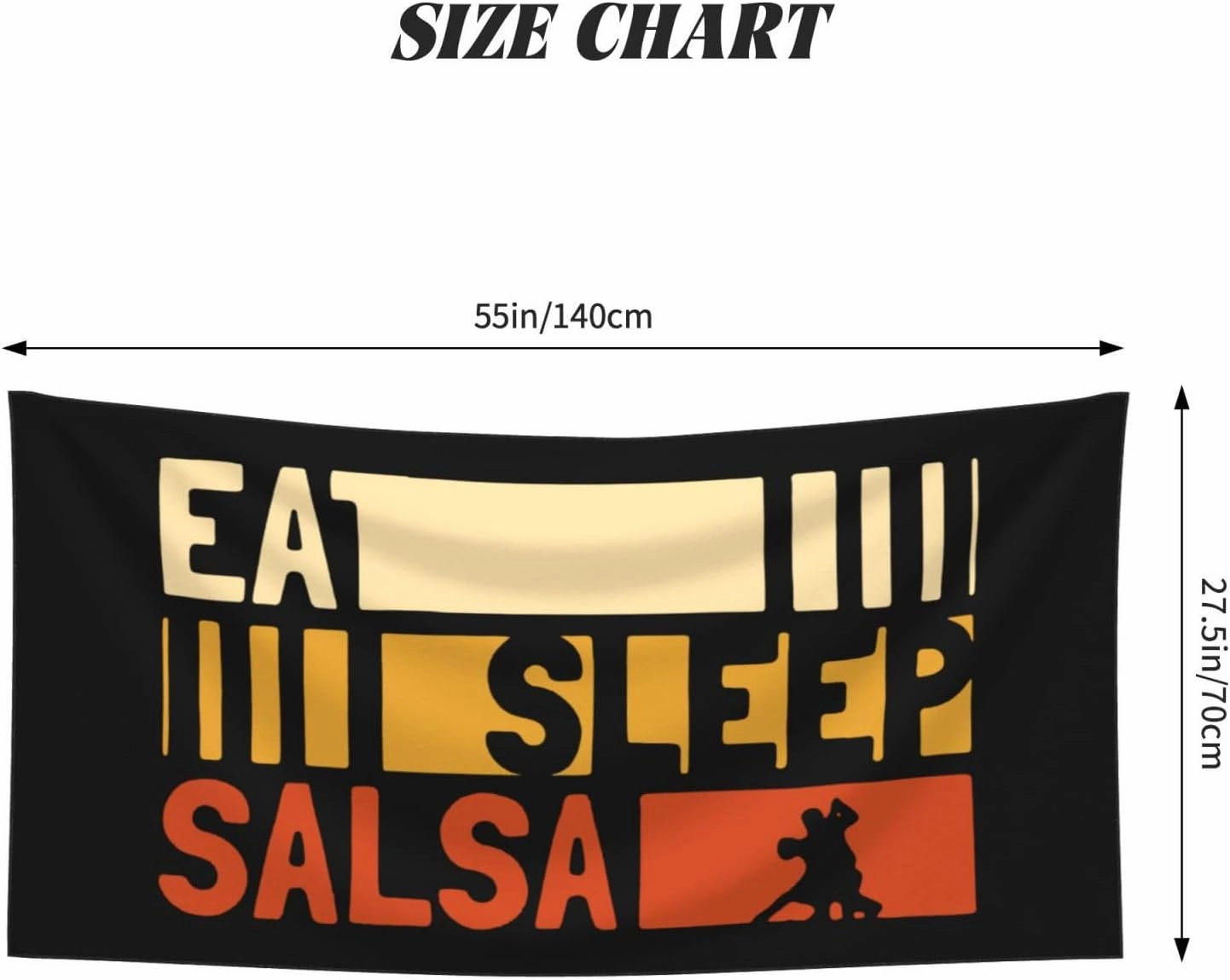 Eat Sleep Salsa Repeat Large Beach Towel 27.5x55 Inches - Ultra Soft & Quick Dry, Lightweight Sand Towel for Pool, Travel, Summer | Bath Towel for Adults & Family