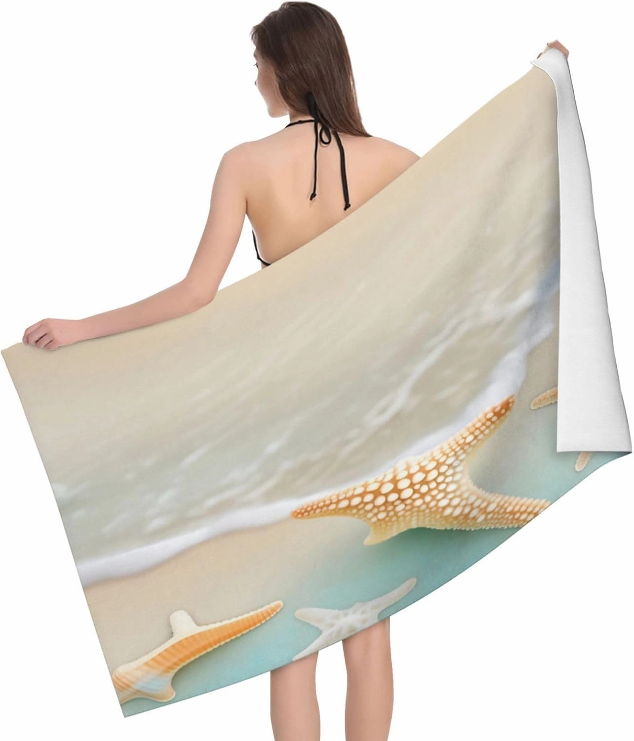 EkcoS Beach Starfish Microfiber Absorbent Bath Towel,Soft and Absorbent, Towels for Bathroom, Gym, Hotel, and Spa (32x52inches)