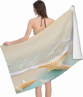 EkcoS Beach Starfish Microfiber Absorbent Bath Towel,Soft and Absorbent, Towels for Bathroom, Gym, Hotel, and Spa (32x52inches)