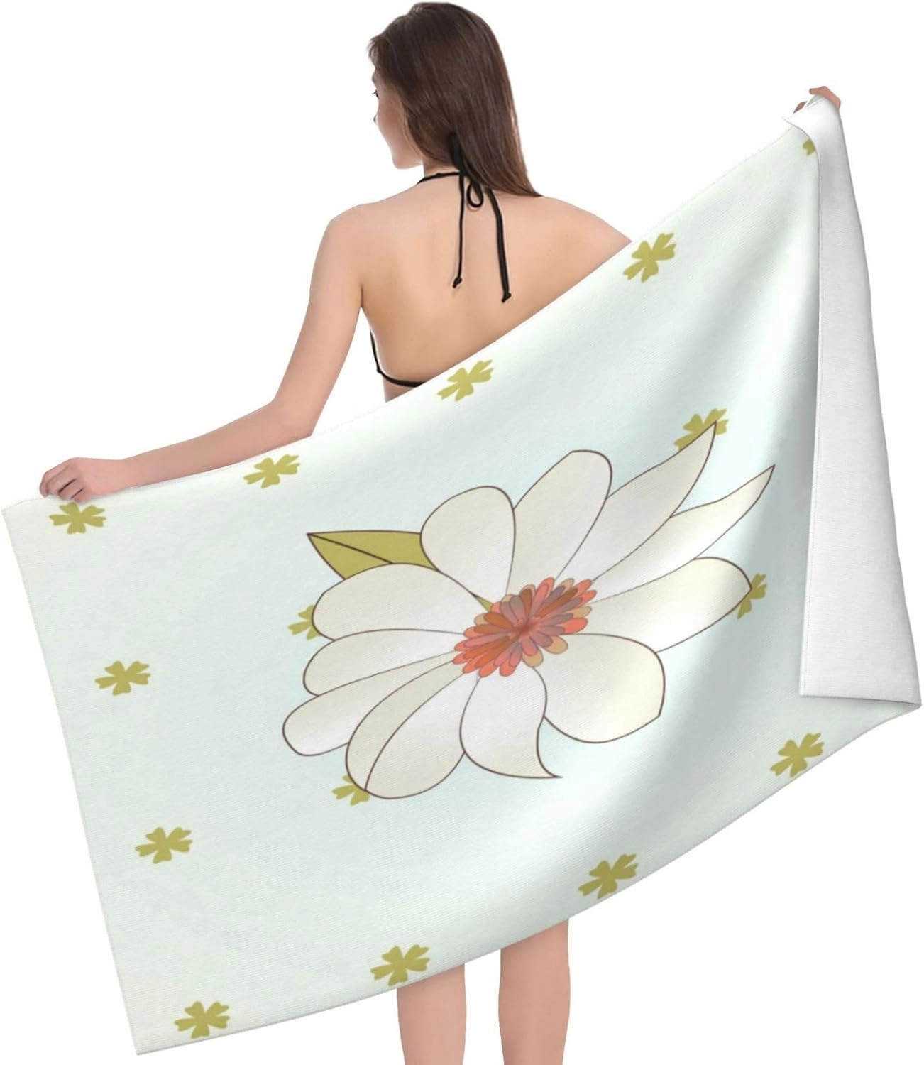 EkcoS Camellia in Bloom Microfiber Absorbent Bath Towel,Soft and Absorbent, Towels for Bathroom, Gym, Hotel, and Spa (32x52inches)