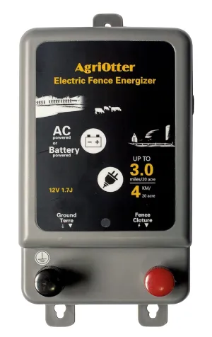 Electric Fence Energizer 15 Acre 2 in 1 Powered by Battery or AC Outlet 8000V 1.75J Pulse Electric