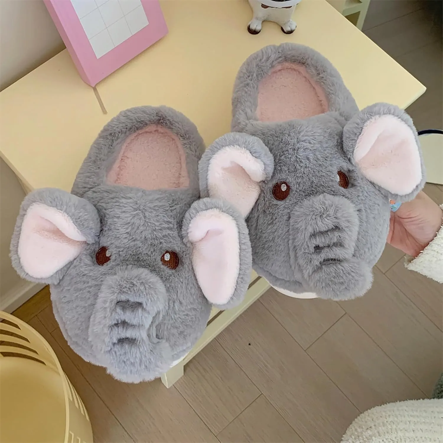 Elephant Cotton Slippers - Women's Fashionable and Cute Warm Plush Slip-Ons
