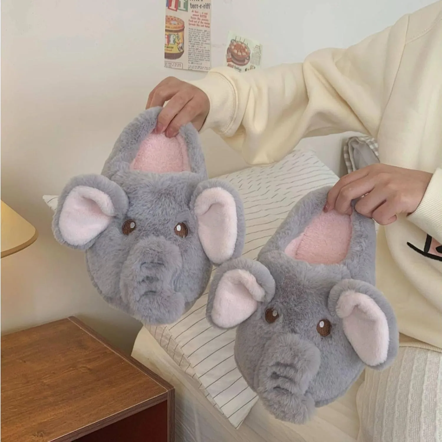 Elephant Cotton Slippers - Women's Fashionable and Cute Warm Plush Slip-Ons