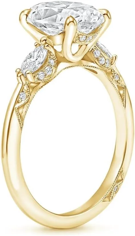 Emerald Moissanite Engagement Ring 1-3.20 CT Wedding Bridal Set 925 Sterling Silver 10K 14K 18K Gold Tacori Three Stone Marquise Anniversary Promise Ring Valentine Gift for Her