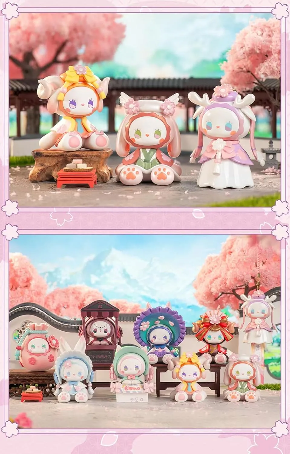 Emma Evening Cherry Blossom Series Blind Box Figures 8PCs Cute Collectible Toys Home Decorations, Holiday Birthday Gifts