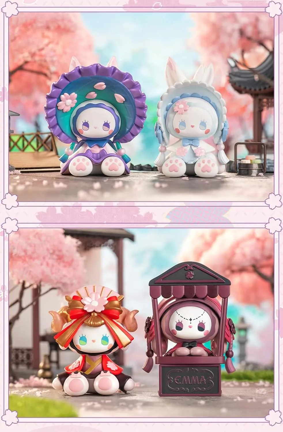 Emma Evening Cherry Blossom Series Blind Box Figures 8PCs Cute Collectible Toys Home Decorations, Holiday Birthday Gifts