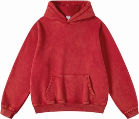 FAIABLE Mens Hoodies Pullover Oversized Hoodie Wash Plush Cotton Hooded Sweatshirt Vintage Heavyweight Hoodie Men Streetwear