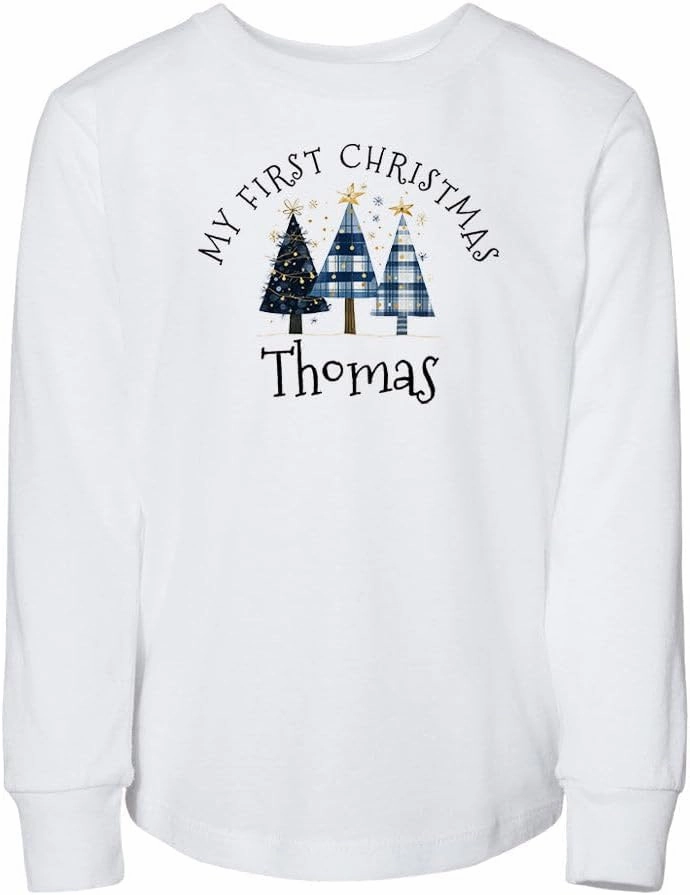 First Christmas Thomas Toddler Kids Long Sleeve T-Shirt