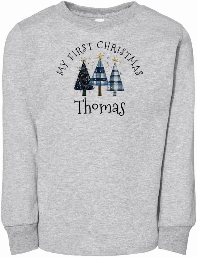 First Christmas Thomas Toddler Kids Long Sleeve T-Shirt