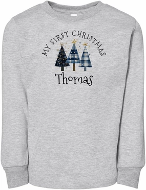 First Christmas Thomas Toddler Kids Long Sleeve T-Shirt