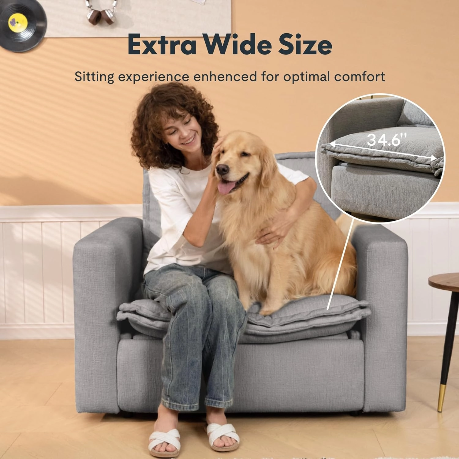 FLEXISPOT XMS4 Power Reclining Sofa, 116.1" Width Oversized 3-Seater Sofa, Reclining Sectional Couches for Living Room, Fixed Center Seat, USB Port, Cloud Couch, Wall Hugger, Gray Fabric