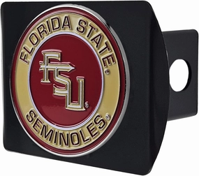 Florida State University Seminoles Black Metal Hitch Cover with 3D Color Team Logo by FANMATS - Round Molded Design – Easy Installation on Truck, SUV, Car - Ideal Gift for NCAA College Fan/Student