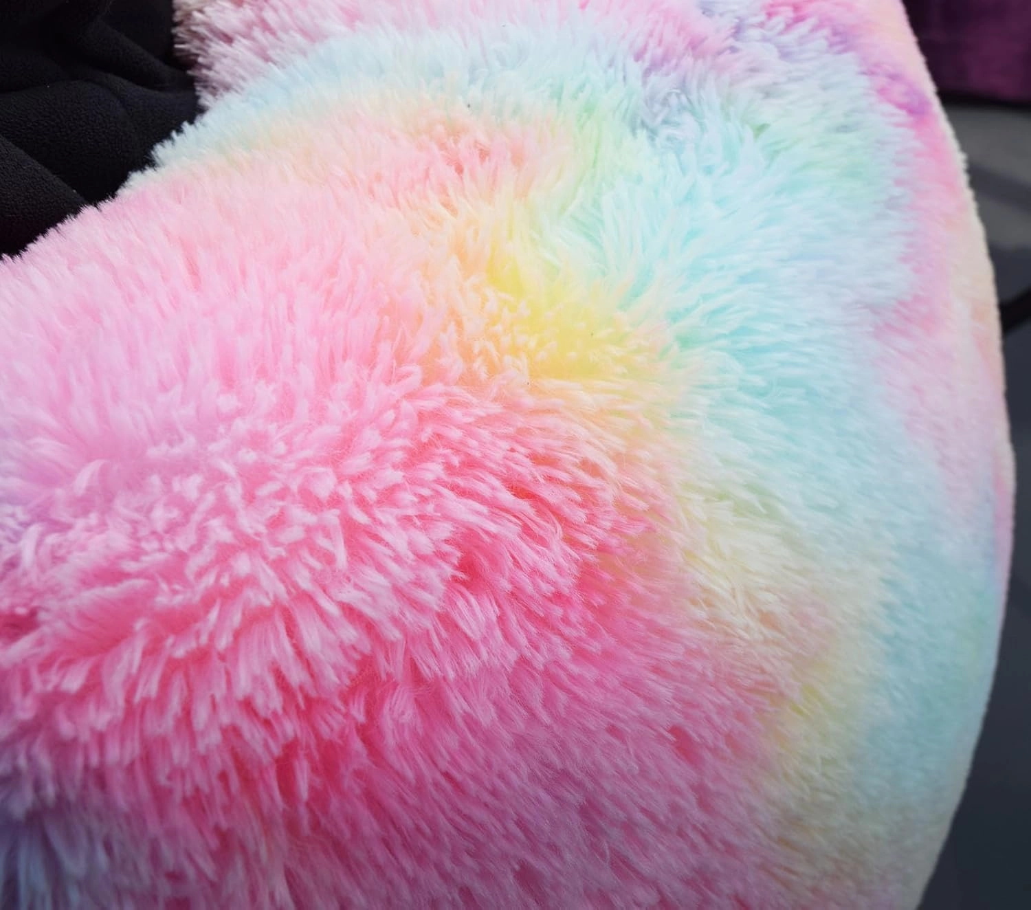 Fluffy Stuffed Animal Storage Bean Bag Chair Cover (No Filler), Faux Fur Comfy Bean Bag Cover for Organizing Plush Toys or Textile, for Adults Teens Kids Girls, Black