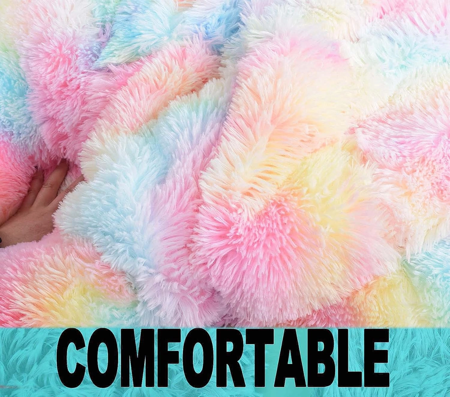 Fluffy Stuffed Animal Storage Bean Bag Chair Cover (No Filler), Faux Fur Comfy Bean Bag Cover for Organizing Plush Toys or Textile, for Adults Teens Kids Girls, Black