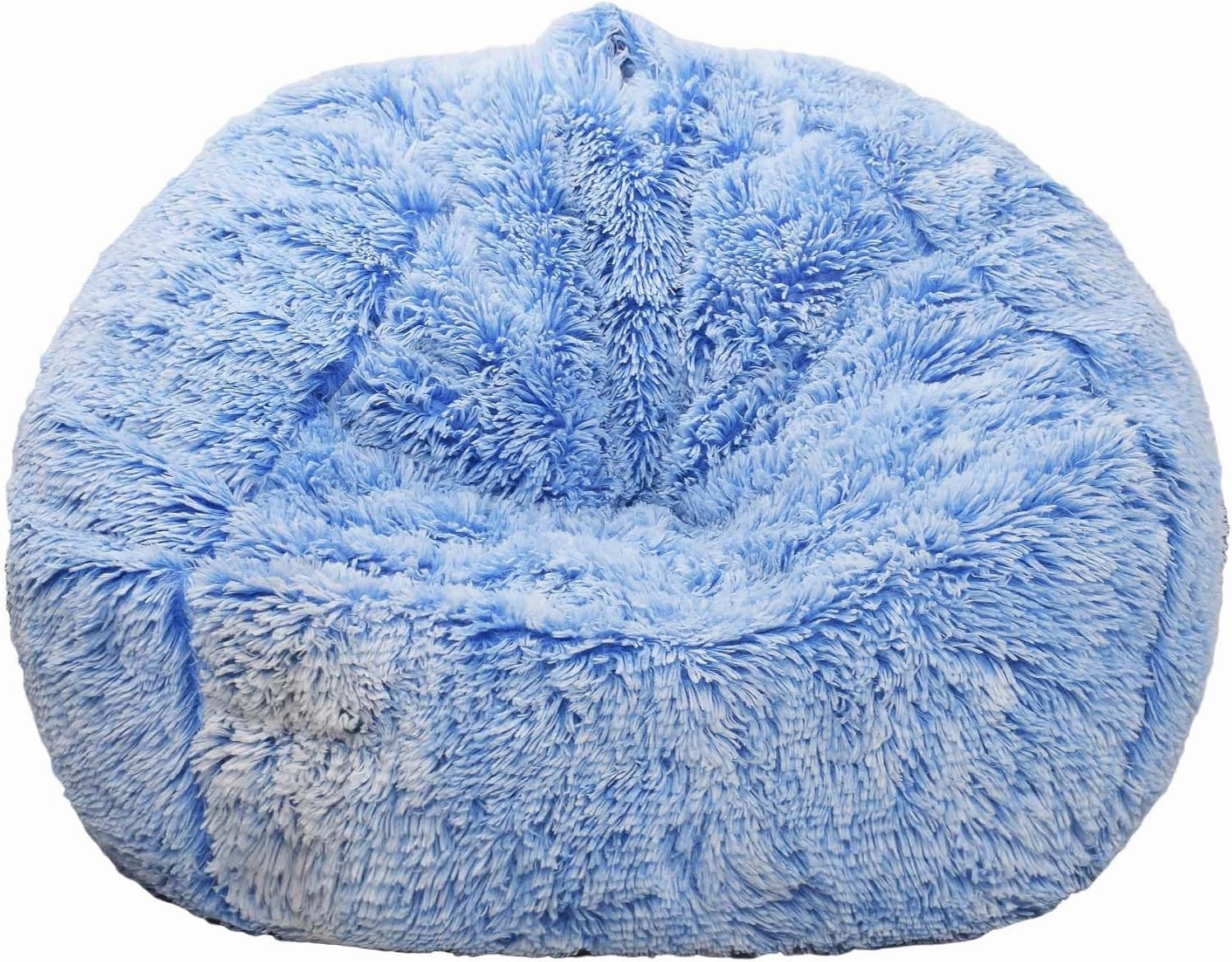 Fluffy Stuffed Animal Storage Bean Bag Chair Cover (No Filler), Faux Fur Comfy Bean Bag Cover for Organizing Plush Toys or Textile, for Adults Teens Kids Girls, Blue