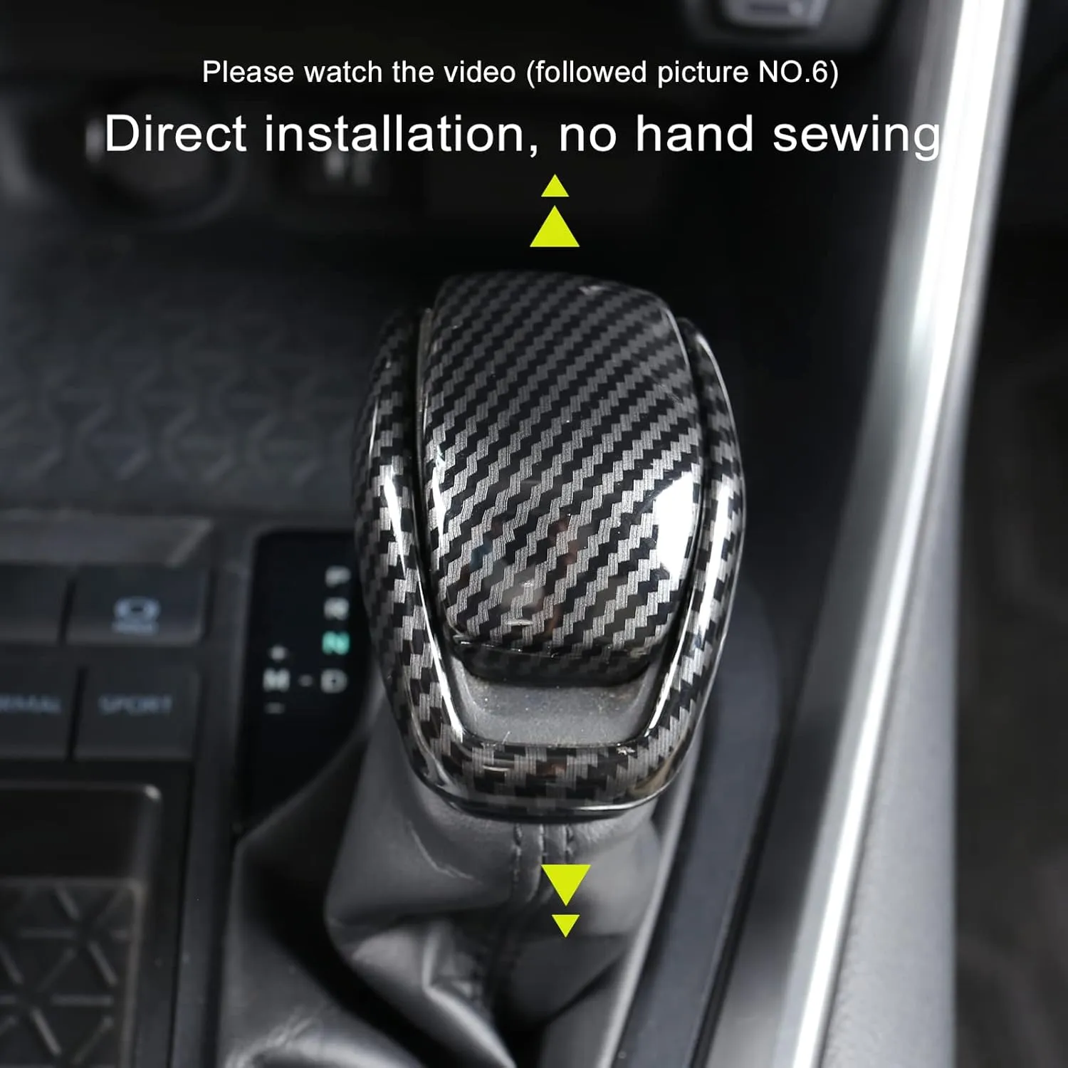 for Totoya RAV4 2019-2025 Gear Shift Knob Cover, Carbon Fiber Grain Interior Protective Gear Shift Trim for Toyota Highlander 2020-2025- Carbon Fiber