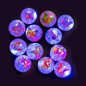 Fun Express Light-Up Glitter Butterfly Bouncy Balls - Toys - 12 Pieces - Batteries Included