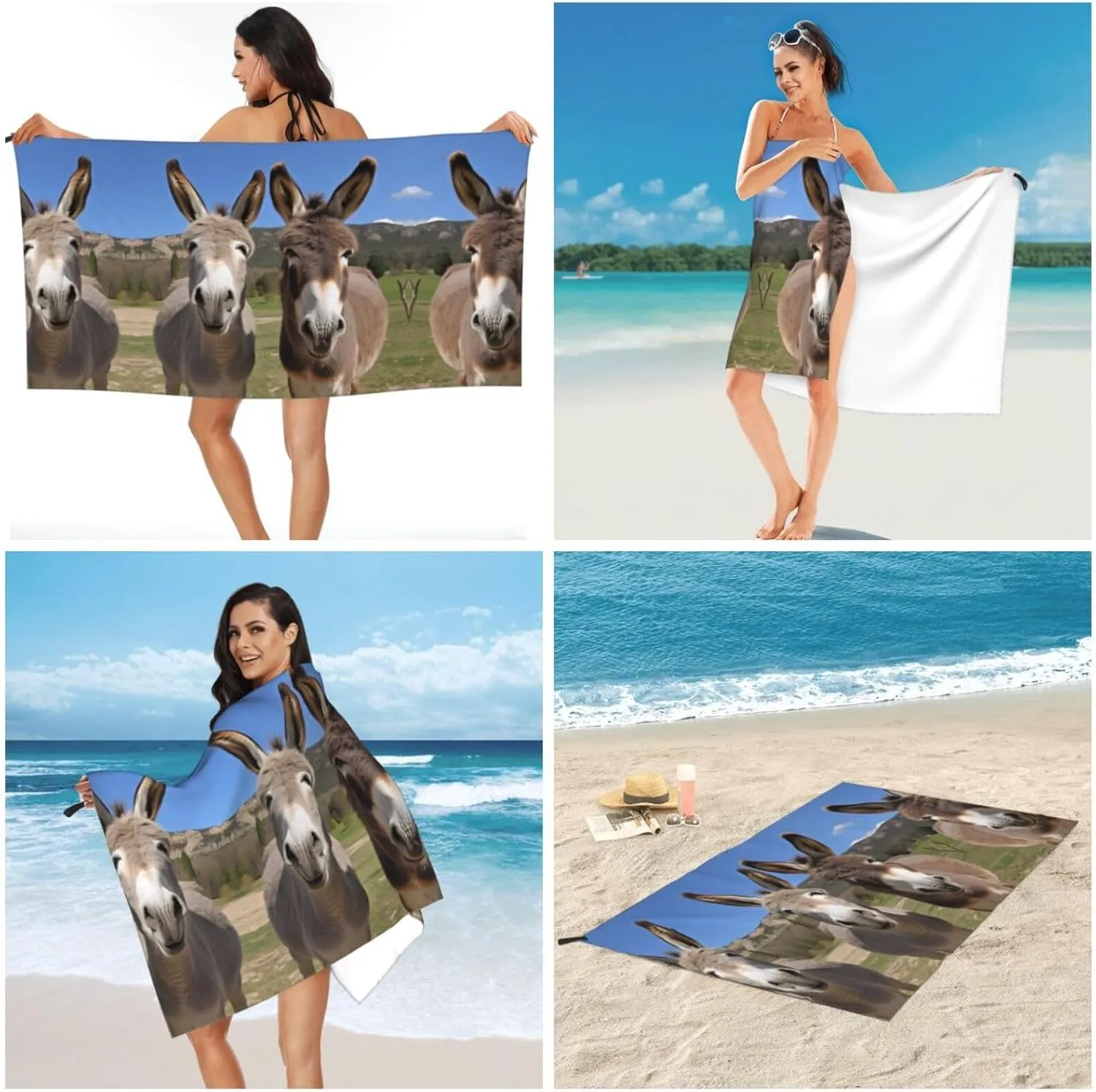 Funny Donkeys Premium Compact Microfiber Travel Towel-Featherlight & Quick Dry,Sand-Resistant Beach Towel for Swimming,Camping,Vacation Essentials with Carry Pouch