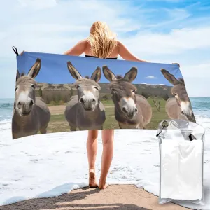 Funny Donkeys Premium Compact Microfiber Travel Towel-Featherlight & Quick Dry,Sand-Resistant Beach Towel for Swimming,Camping,Vacation Essentials with Carry Pouch