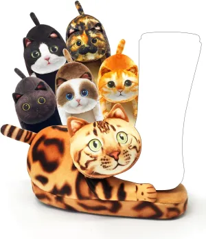 Funny Fuzzy Cat Slippers for Women - Fluffy House Shoes, Cute Animal Slippers for Indoor & Outdoor, Soft Non-Slip, Cat Gifts for Lovers, Christmas Gifts for Girls/Mom/Men