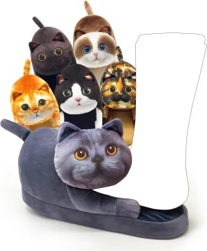 Funny Fuzzy Cat Slippers for Women - Fluffy House Shoes, Cute Animal Slippers for Indoor & Outdoor, Soft Non-Slip, Cat Gifts for Lovers, Christmas Gifts for Girls/Mom/Men